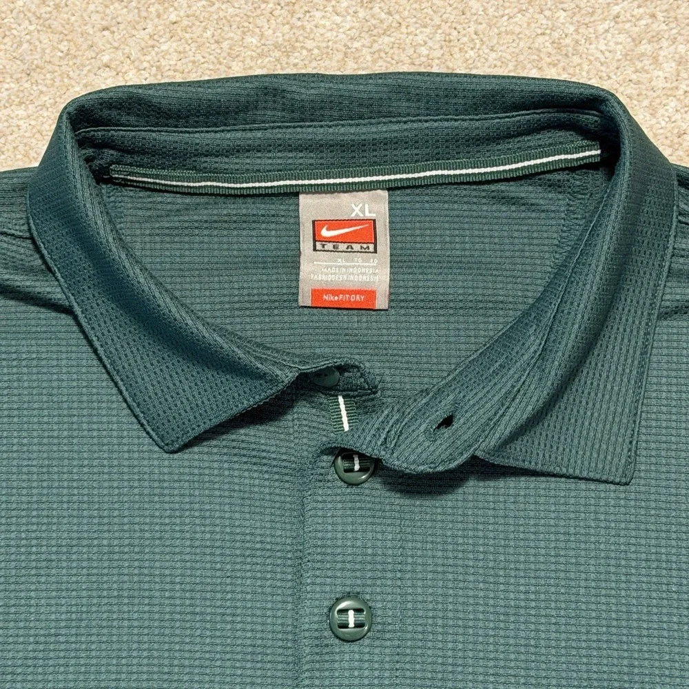 Nike Michigan State Polo Shirt Mens Xl Green Dri-Fit Spartans‎ SS Vtg Nike Team
